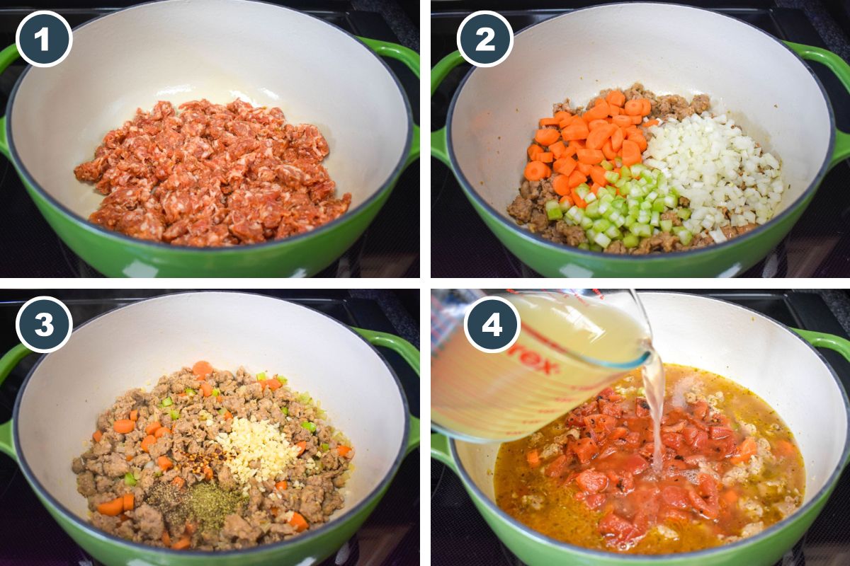 A collage showing steps one through four of making the recipe.