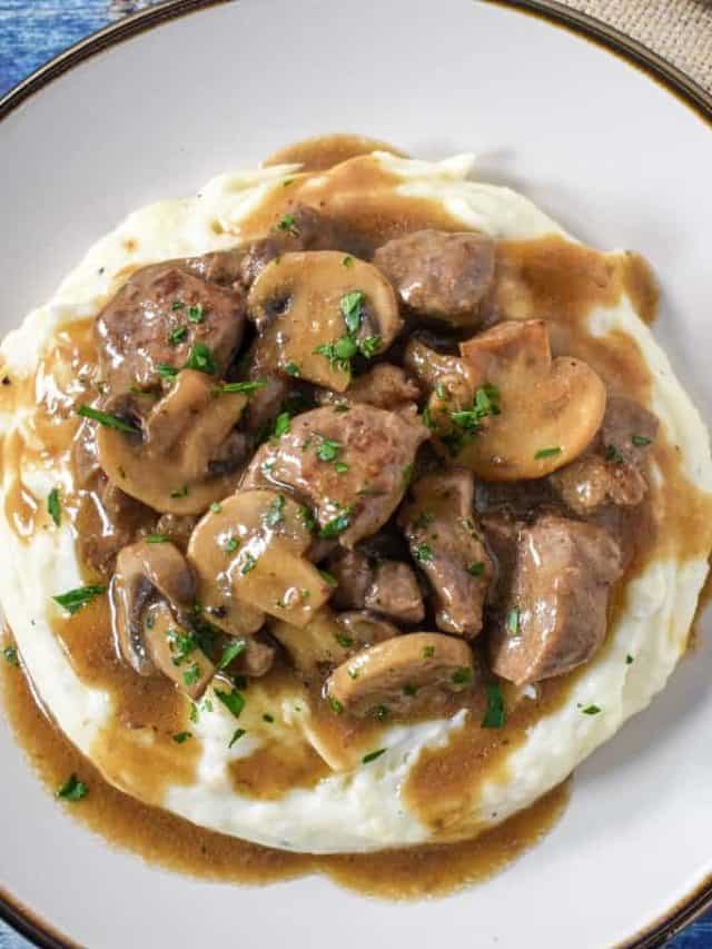 Beef Tips with Mushroom Gravy - Cook2eatwell