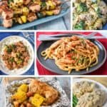 A collage of six pictures of chicken recipes featured in the article.